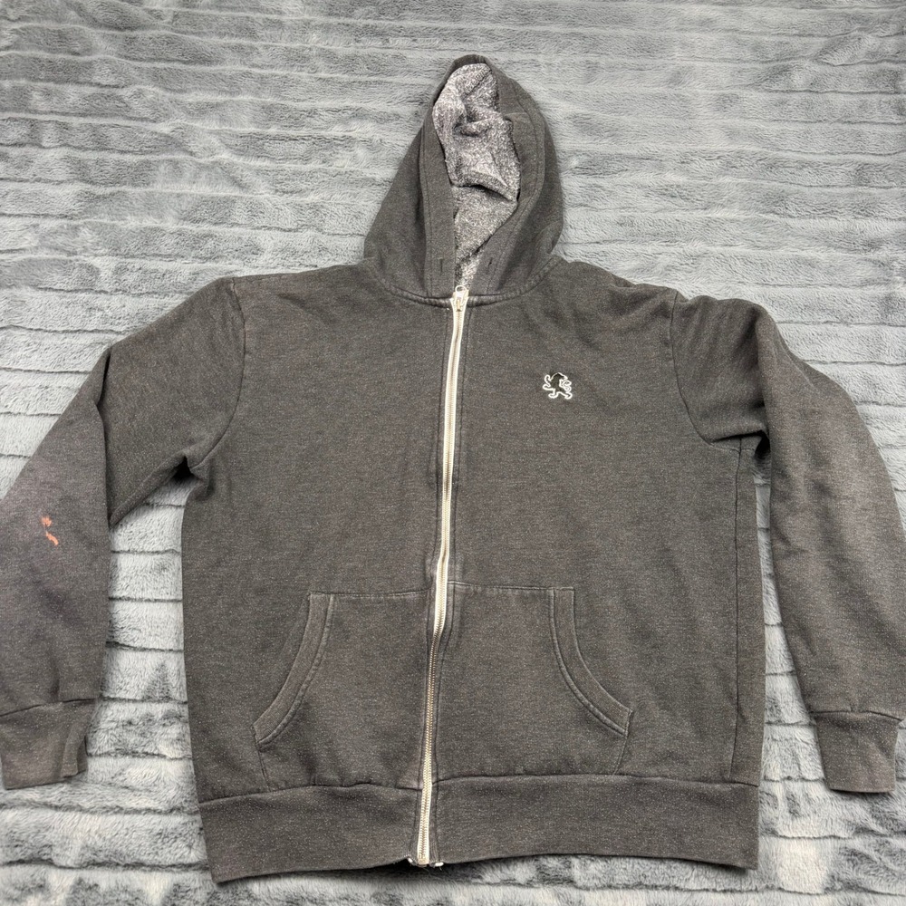 Express Mens Full Zip Hoodie Gray Sherpa Lined Hood Lion Logo Size Large